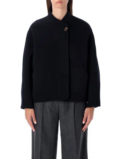 Soeur Windsor Short Double-faced Wool Coat In Blue