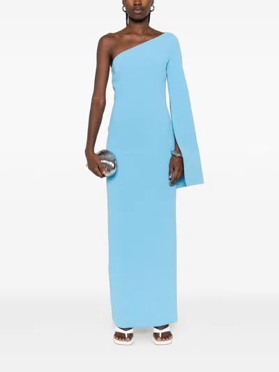 Solace London Alina One-shoulder Maxi Dress In Blue