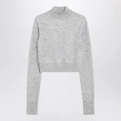 Sportmax Cropped Cashmere Sweater With Ribbed Cuffs And Hem In Gray