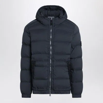 Stone Island Navy Hooded Puffer Jacket In Blue
