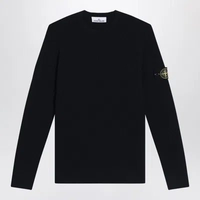 Stone Island Fancy Yarn Crewneck Jumper With Brushed Texture In Black