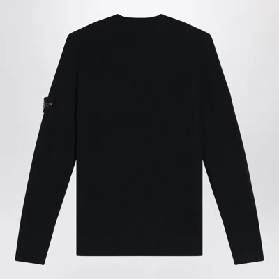 Stone Island Fancy Yarn Crewneck Jumper With Brushed Texture In Black
