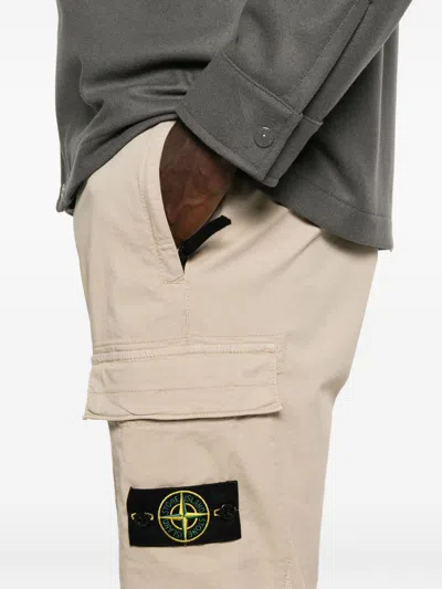 Stone Island Beige Straight Leg Trousers In Neutral