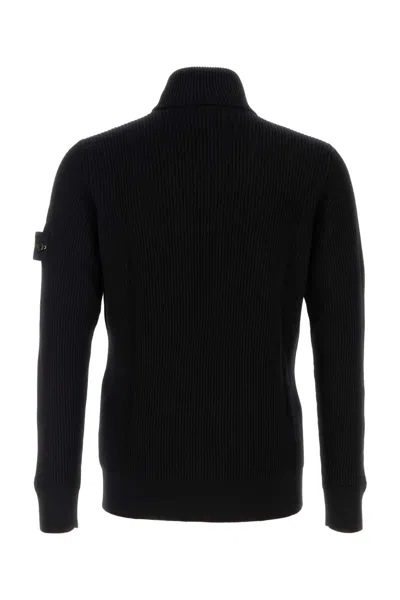 Stone Island Turtleneck Sweater In Virgin Wool With Logo Patch In Black