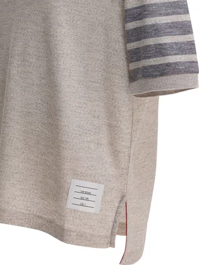 Thom Browne Striped Sleeve Wool Crew Neck T-shirt In Multi