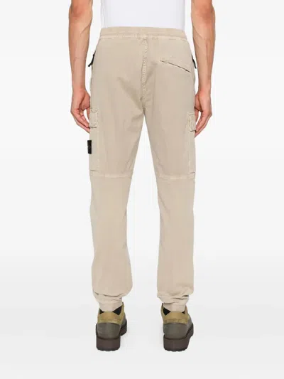 Stone Island Tapered Fit Cotton Cargo Pants With Elasticated Waistband