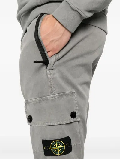 Stone Island Cargo Trousers With Patch Pockets In Gray