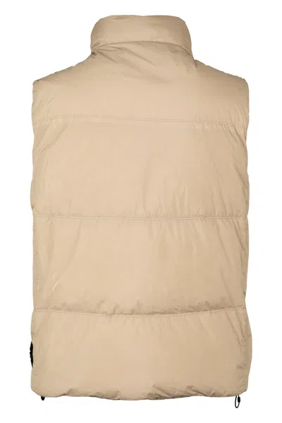 Stone Island Down Vest In Lightweight Nylon Reps Jackets Beige In Neutral