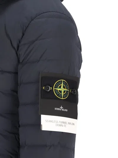 Stone Island Seamless And Anti-drop Hooded Down Jacket Clothing In Blue