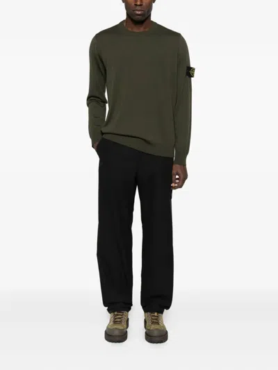 Stone Island Lightweight Wool Crew Neck Pullover Clothing In Green
