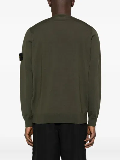 Stone Island Lightweight Wool Crew Neck Pullover Clothing In Green