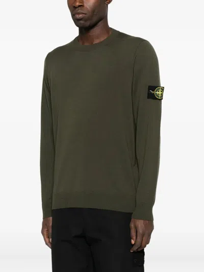 Stone Island Lightweight Wool Crew Neck Pullover Clothing In Green