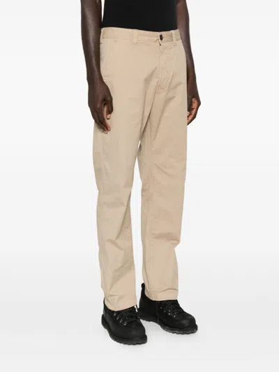 Stone Island Logo Cotton Cargo Trousers In Brown
