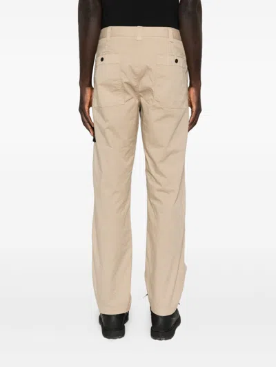 Stone Island Logo Cotton Cargo Trousers In Brown