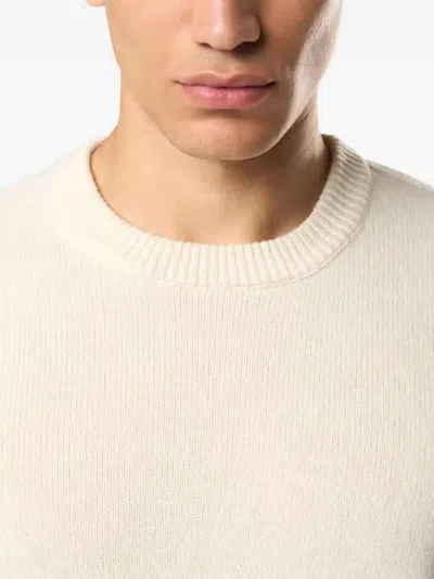 Stone Island Crew Neck Wool Sweater With Reverse Stitch Details Clothing In Neutral