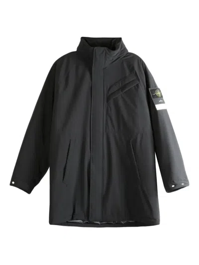 Stone Island Logo-patch Padded Coat In Blue