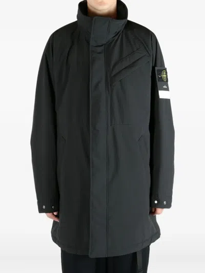 Stone Island Logo-patch Padded Coat In Blue