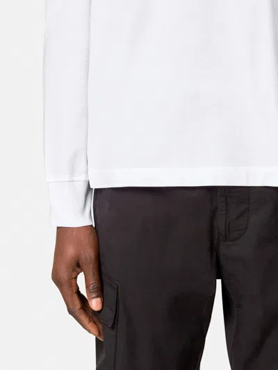 Stone Island Slim Fit Long Sleeve T-shirt With Compass Patch In White