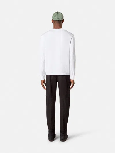 Stone Island Slim Fit Long Sleeve T-shirt With Compass Patch In White