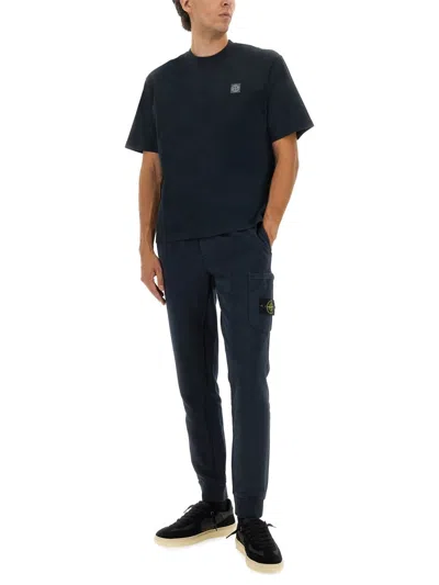 Stone Island Organic Cotton T-shirt In Blue