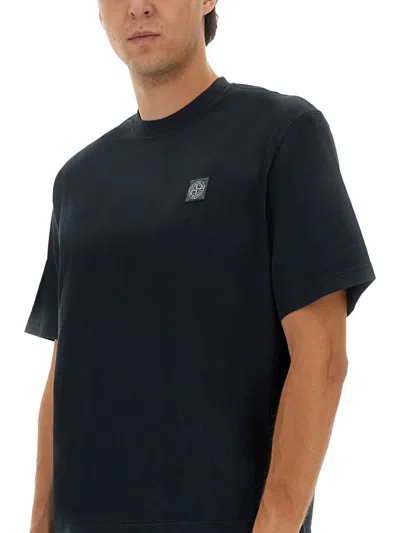 Stone Island Organic Cotton T-shirt In Blue