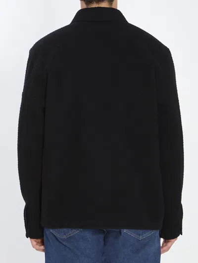 Stone Island Overshirt In Wool Blend In Black