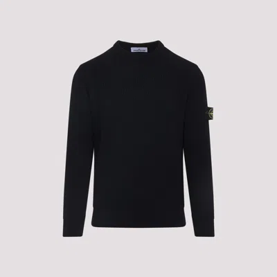 Stone Island Lightweight Wool Crew Neck Sweater With Raglan Sleeves Clothing In Blue