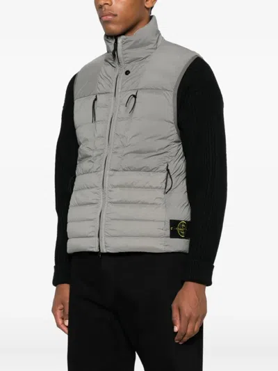Stone Island Grey Quilted Zip-up Vest