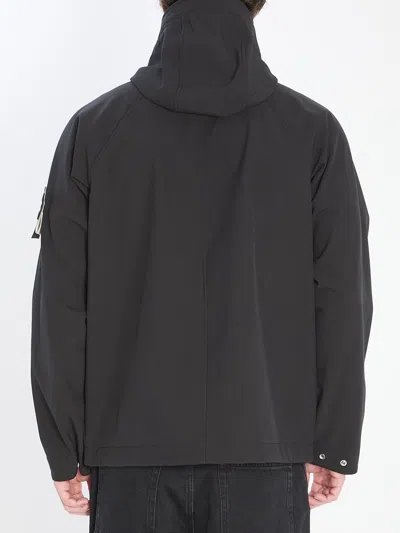 Stone Island Softshell Hooded Jacket In Black