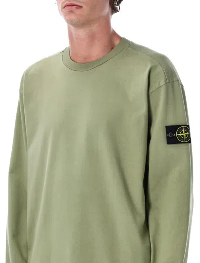 Stone Island Heavyweight Cotton Jersey Long Sleeve Top In Green