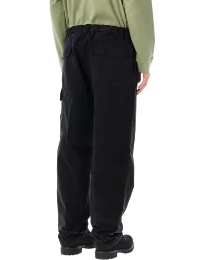 Stone Island Organic Cotton Canvas Straight Leg Trousers In Black
