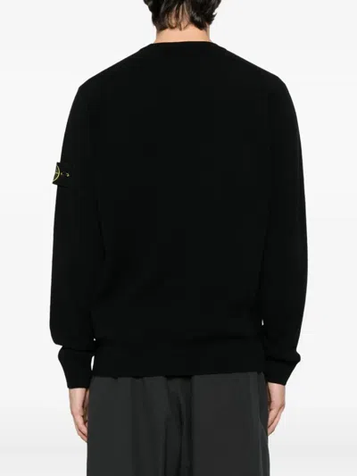 Stone Island Stretch Wool Crewneck Sweater With Reverse Stitch Details In Multi