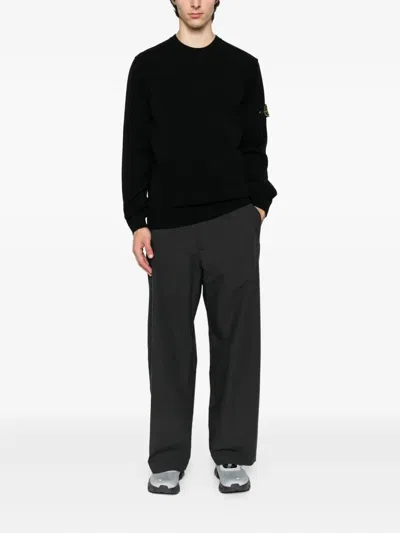 Stone Island Stretch Wool Crewneck Sweater With Reverse Stitch Details In Multi