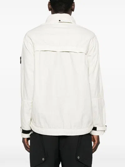 Stone Island Plated-ovd Raw-linen Jacket In White