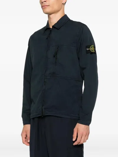 Stone Island Zip-fastening Pocket Shirt Jacket In Blue