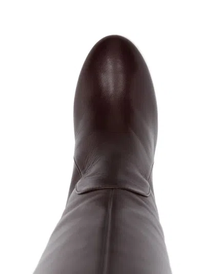 Stuart Weitzman Knee-high Brown Leather Boots With Polished Finish In Brown