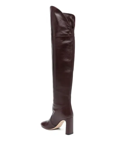 Stuart Weitzman Knee-high Brown Leather Boots With Polished Finish In Brown