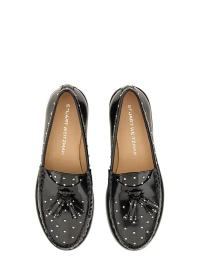Stuart Weitzman Loafers With Studded Detailing And Tassel Embellishment In Black