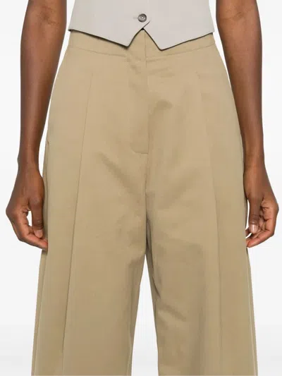 Studio Nicholson High-waist Cotton Twill Wide-leg Trousers In Nude