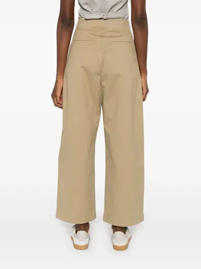 Studio Nicholson High-waist Cotton Twill Wide-leg Trousers In Nude