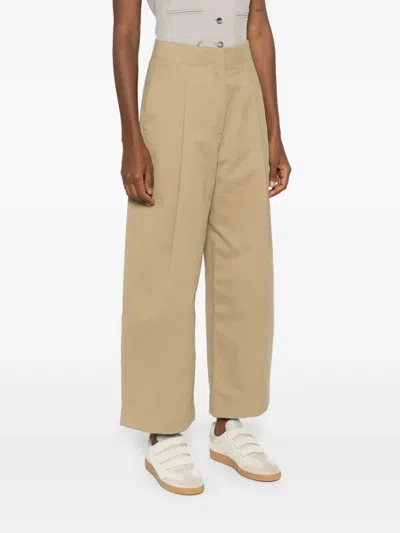 Studio Nicholson High-waist Cotton Twill Wide-leg Trousers In Nude