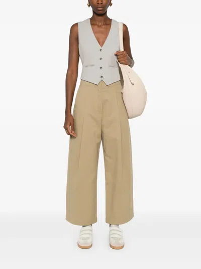 Studio Nicholson High-waist Cotton Twill Wide-leg Trousers In Nude