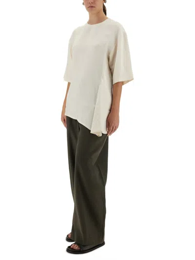 Studio Nicholson Asymmetrical Vichy Tshirt In Neutral