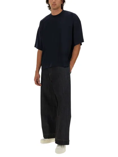 Studio Nicholson Crew Neck Oversized Fit Short Sleeves T-shirt In Black