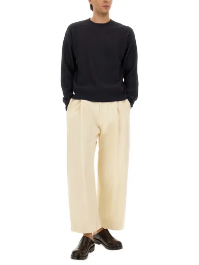 Studio Nicholson High-waisted Wide-leg Pants With Pleated Front In Neutral
