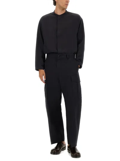 Studio Nicholson Black Technical Wool Karst Shirt In Black