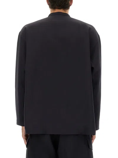 Studio Nicholson Black Technical Wool Karst Shirt In Black