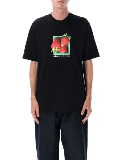 Stussy Black Crewneck Printed T-shirt In Black