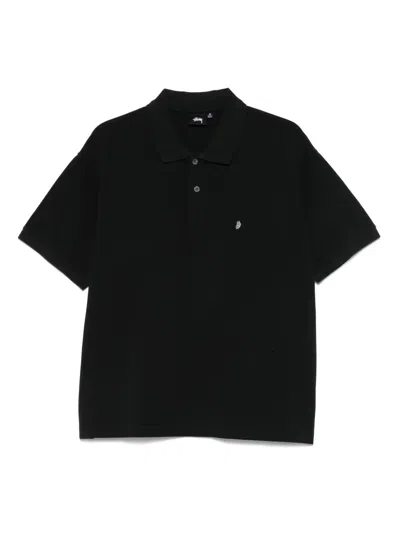 Stussy Classic Pique Polo Shirt In Black
