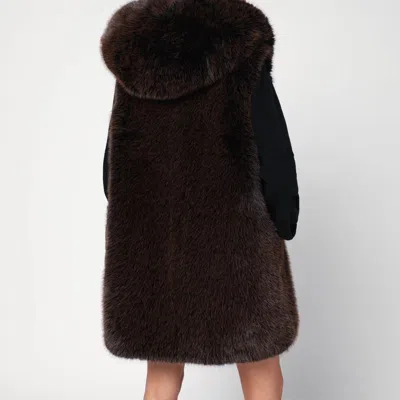 Sword 6.6.44 Sword Brown Faux Fur Gilet With Hood